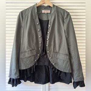 Free People Ruffles Romance Jacket Medium in Washed Black